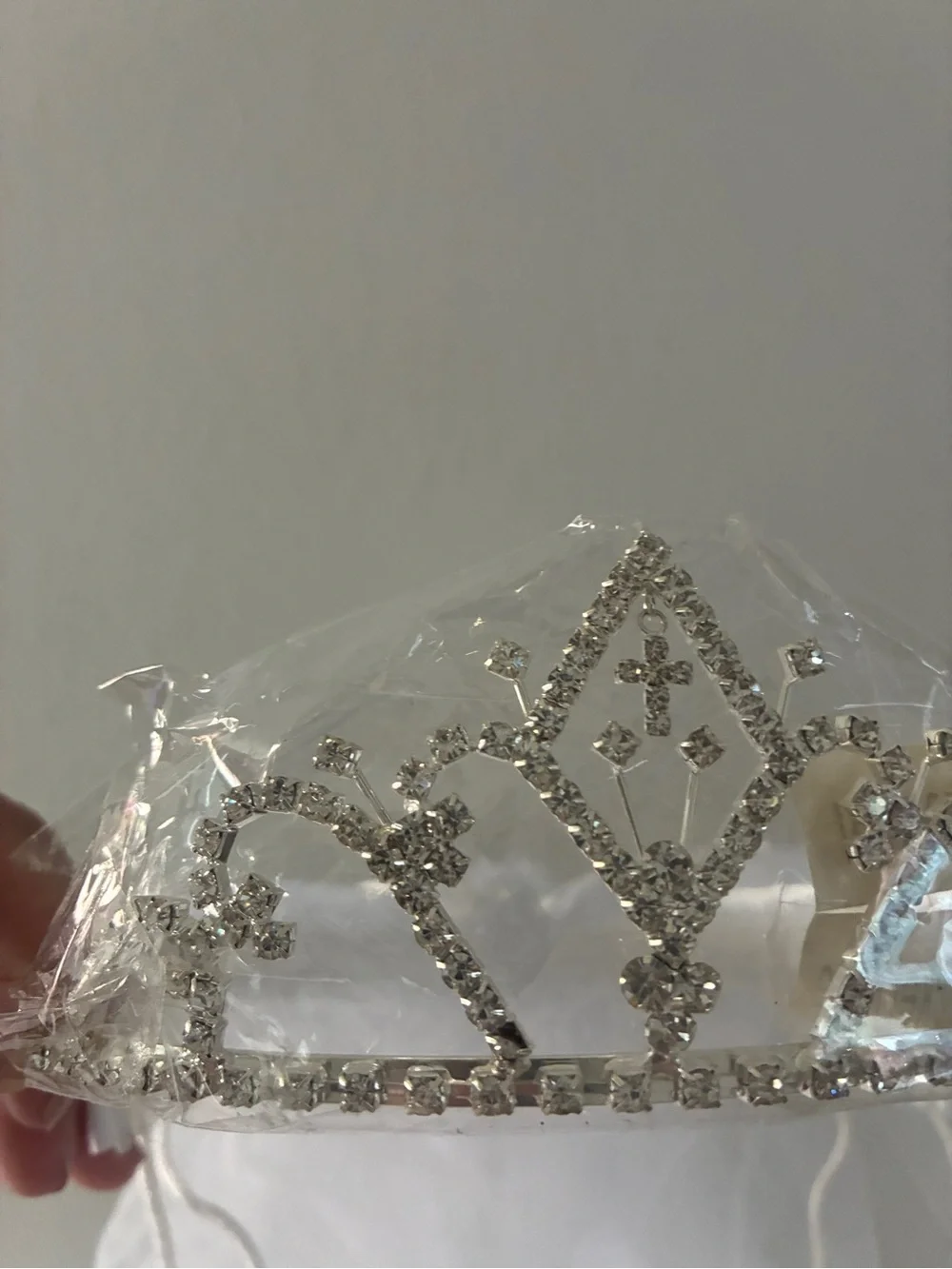 First Communion Veil Tiara Rhinestone Crown White Veil Headpiece Girls